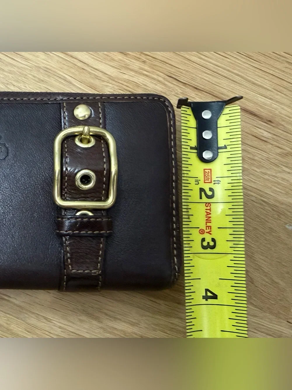 Coach Zoe Legacy Double Buckle Leather Zip Wallet